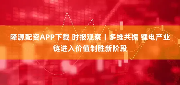 隆源配资APP下载 时报观察丨多维共振 锂电产业链进入价值制胜新阶段